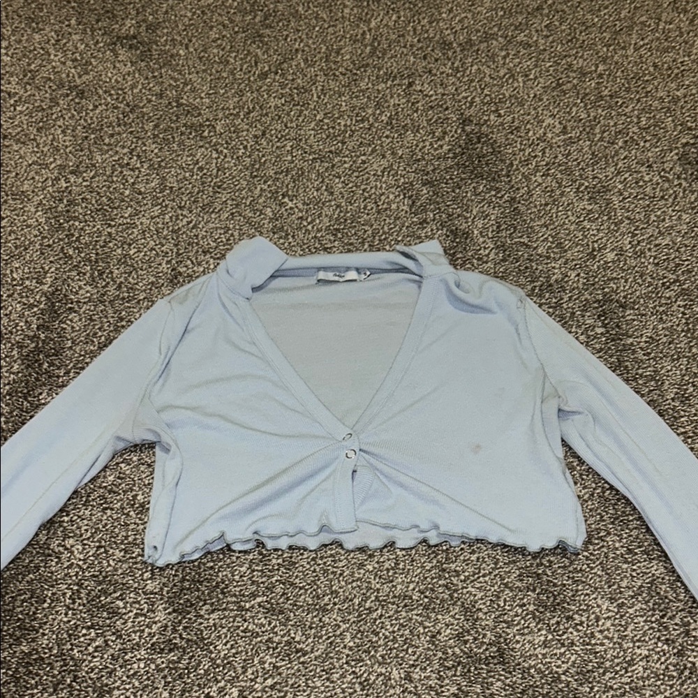 Light Blue Women's Cropped Cardigan